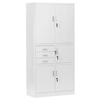 метален шкаф с врати и чекмеджета CR-1281 E ZH сив