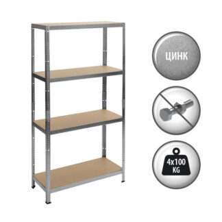 Стелаж CR-1011-100 цинк 160/80/40см с 4 рафта, до 100кг на рафт