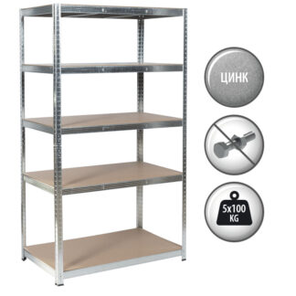 Стелаж CR-1017-100 цинк 180/100/40см с 5 рафта, до 100кг на рафт